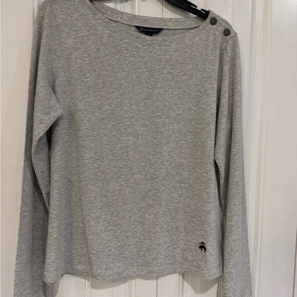 Brooks Brothers Gray cotton knit top NWOT size L